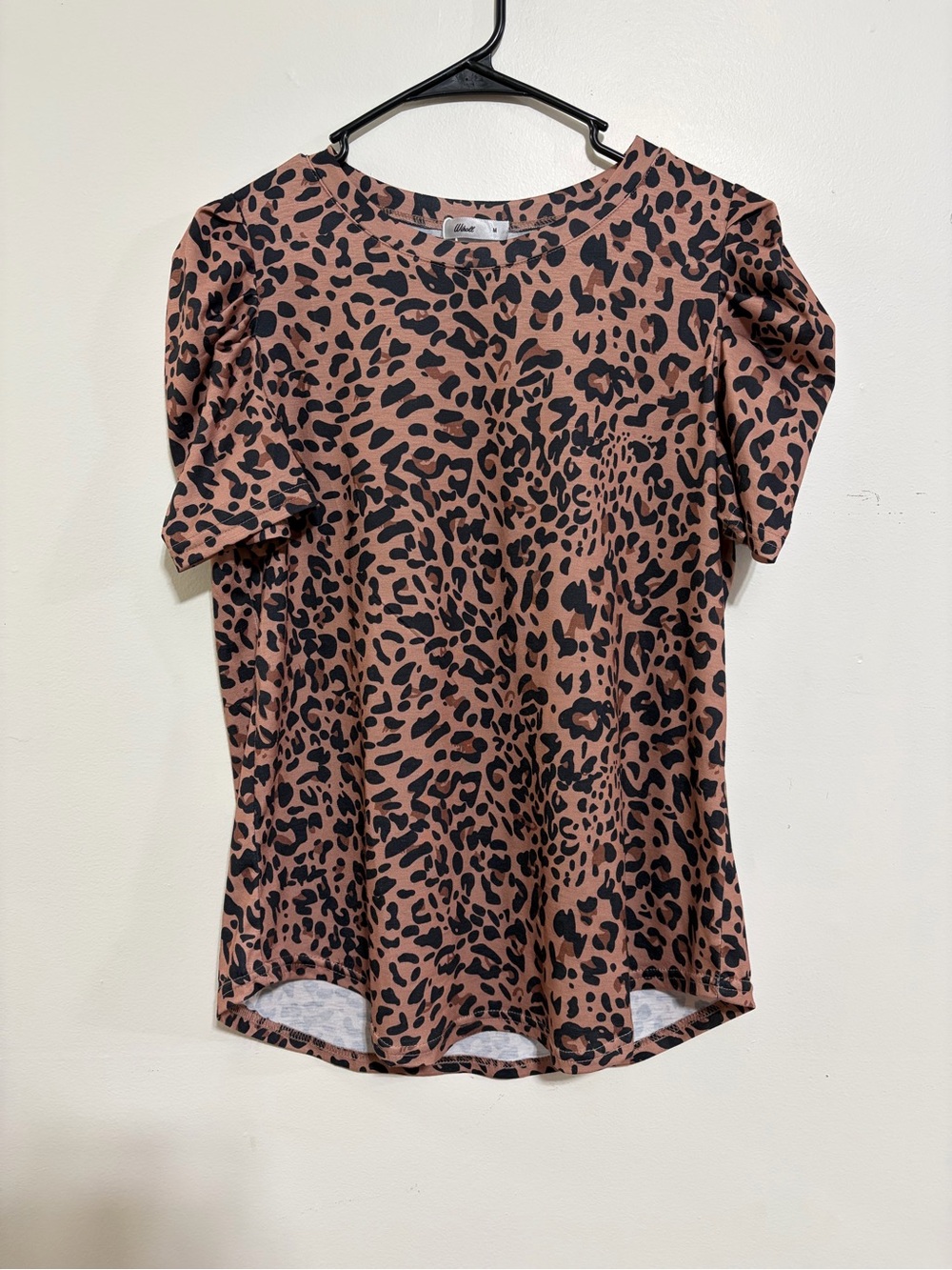 Leopard Print Puff Sleeve Tunic in Rose Brown